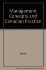 Management Concepts and Canadian Practice