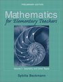 Mathematics for Elementary Teachers Volume II Geometry and Other Topics Preliminary Edition