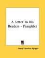 A Letter To His Readers  Pamphlet