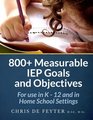 800 Measurable IEP Goals and Objectives For use in K  12 and in Home School Settings
