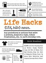 Life Hacks Any Procedure or Action That Solves a Problem Simplifies a Task Reduces Frustration Etc in One's Everyday Life
