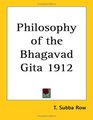 Philosophy of the Bhagavad Gita 1912