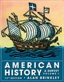 American History A Survey Volume 1