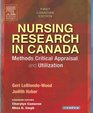 Nursing Research in Canada Methods Critical Appraisal and Utilization