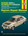 Haynes Repair Manual Dodge Omni Plymouth Horizon Automotive Repair Manual 19781990