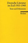 Deutsche Literatur Im Exil 19331945 Texte und Dokumente
