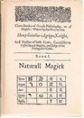 Occult Philosophy Natural Magic Bk1