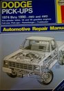 Haynes Dodge PickUps Owner's Workshop Manuals 19741990
