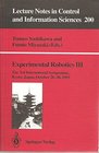 Experimental Robotics III The 3rd International Symposium Kyoto Japan October 2830 1993