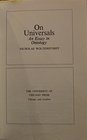 On Universals An Essay in Ontology