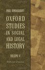 Oxford Studies in Social and Legal History Volume 5
