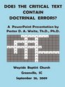 Does The Critical Text Contain Doctrinal Errors