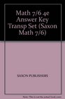 Math 7/6 4e Answer Key Transp Set