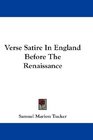 Verse Satire In England Before The Renaissance