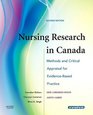 Nursing Research in Canada Methods and Critical Appraisal for EvidenceBased Practice
