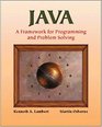 Java  A Framework for Programming and Problem Solving