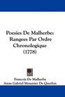 Poesies De Malherbe Rangees Par Ordre Chronologique