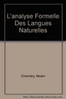 L'Analyse Formelle Des Langues Naturelles