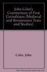 John Colet's Commentary of First Corinthians