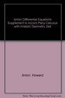 Anton Differential Equations Supplement to Accom Pany Calculus with Analytic Geometry 2ed