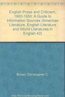 English Prose and Criticism 19001950 A Guide to Information Sources