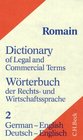 Dictionary of Legal and Commercial Term GermanEnglish/Worterbuch Der RechtsUnd Wirtschaftssprache Part Teil II  DeutschEnglisch