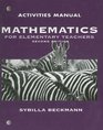 Mathematics for Elem Teachrs Activities Manual