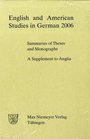 English and American Studies in German Jahrgang 2006 A Supplement to Anglia Summaries of Theses and Monographs