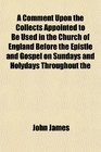 A Comment Upon the Collects Appointed to Be Used in the Church of England Before the Epistle and Gospel on Sundays and Holydays Throughout the