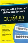 Passwords  Internet Addresses Journal For Dummies