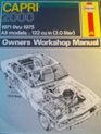 Capri Owners Workshop Manual MkI 2000 1971 Thru 1975