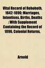Vital Record of Rehoboth 16421896 Marriages Intentions Births Deaths With Supplement Containing the Record of 1896 Colonial Returns