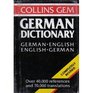 Collins Gem Dictionary GremanEnglish