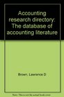 Accounting research directory The database of accounting literature