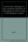 Summary Catalogue of Lovelace Collection of Papers of John Locke in Bodleian Library