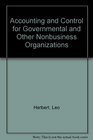 Accounting and Control for Governmental and Other Nonbusiness Organizations