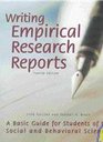 Writing Empirical Research Reports A Basic Guide for Students of the Social and Behavioral Sciences