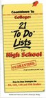Countdown to College 21 To Do Lists for High School  StepByStep Strategies for 9th 10th 11th and 12th Graders