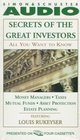 ALL YOU WANT TO KNOW ABOUT SECRETS OF THE GREAT I  Money Managers and Mutual Funds Taxes Asset Protection and Estate Planning
