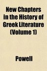 New Chapters in the History of Greek Literature