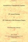 39th Annual Meeting Association Computational Linguistics  10th Conference European Chapter Association Computational Linguistics