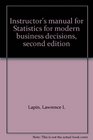 Instructor's manual for Statistics for modern business decisions second edition