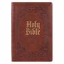 KJV Holy Bible Thinline Large Print Bible Brown Faux Leather Bible w/Thumb Index and Ribbon Marker Red Letter Edition King James Version