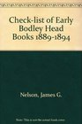 Checklist of Early Bodley Head Books 18891894