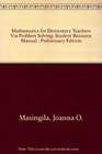 Mathematics for Elementary Teachers Via Problem Solving Student Resource Manual Preliminary Edition