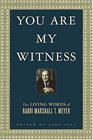 You Are My Witness The Living Words of Rabbi Marshall T Meyer