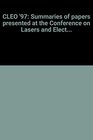 CLEO '97 Summaries of papers presented at the Conference on Lasers and Electrooptics May 1823 1997 Baltimore Convention Center Baltimore Maryland