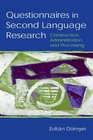 Questionnaires in Second Language Research Construction Administration and Processing