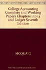 College Accounting Complete And Working Papers Chapters 1 To 14 And Ledger Seventh Edition
