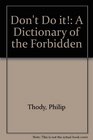 Taboos A Short Dictionary of the Forbidden